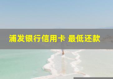 浦发银行信用卡 最低还款